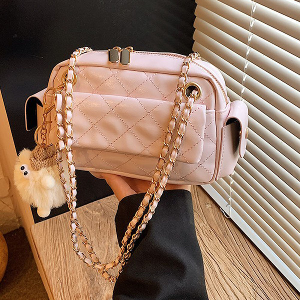 Interior Design Style - Quilted Pattern Chain Design Crossbody Bag