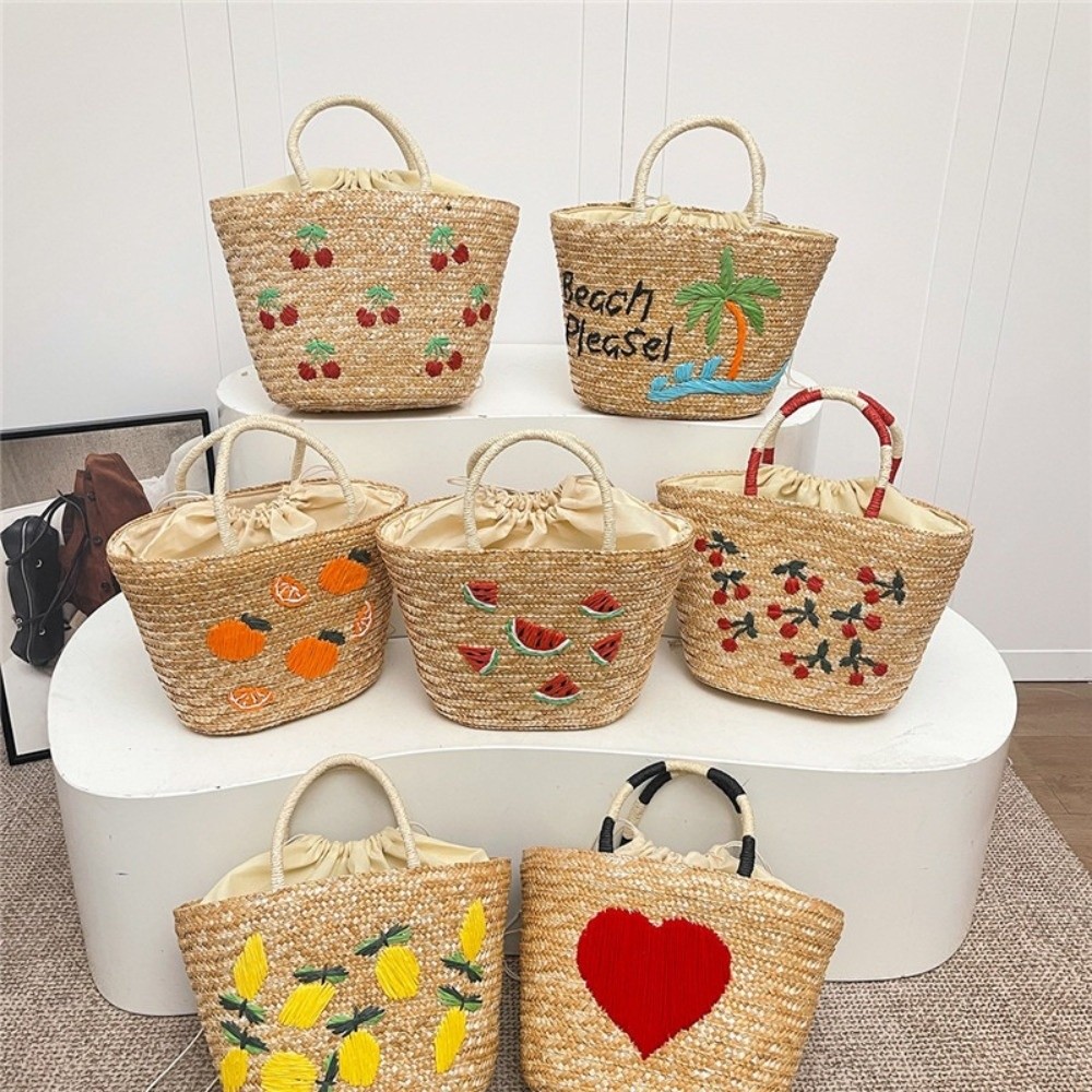 Embroidery String Straw Tote B - Interior Design Style review and price