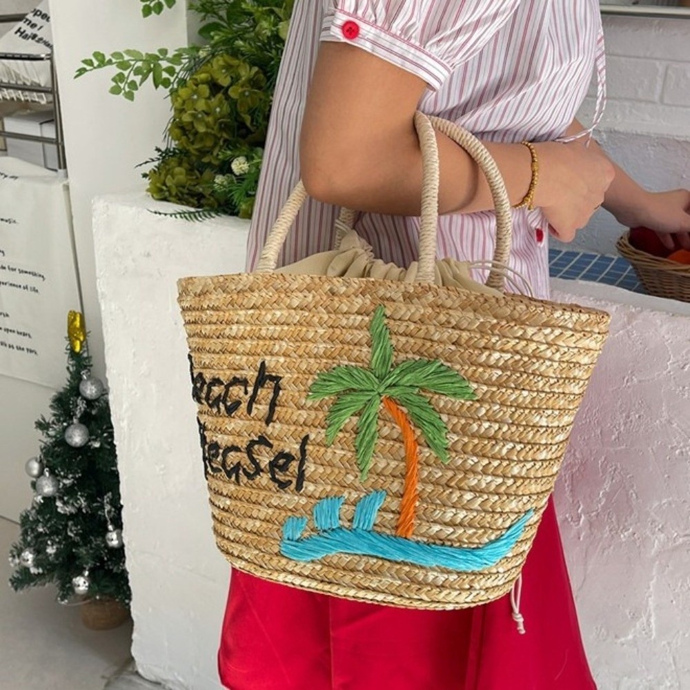 Embroidery String Straw Tote B - Interior Design Style review and price
